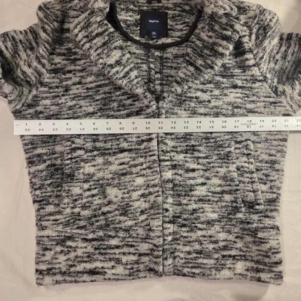 Gap‎ Kids Wool Blend Sweater Jacket, Girl's Size XXL 14/16, Gray & Black